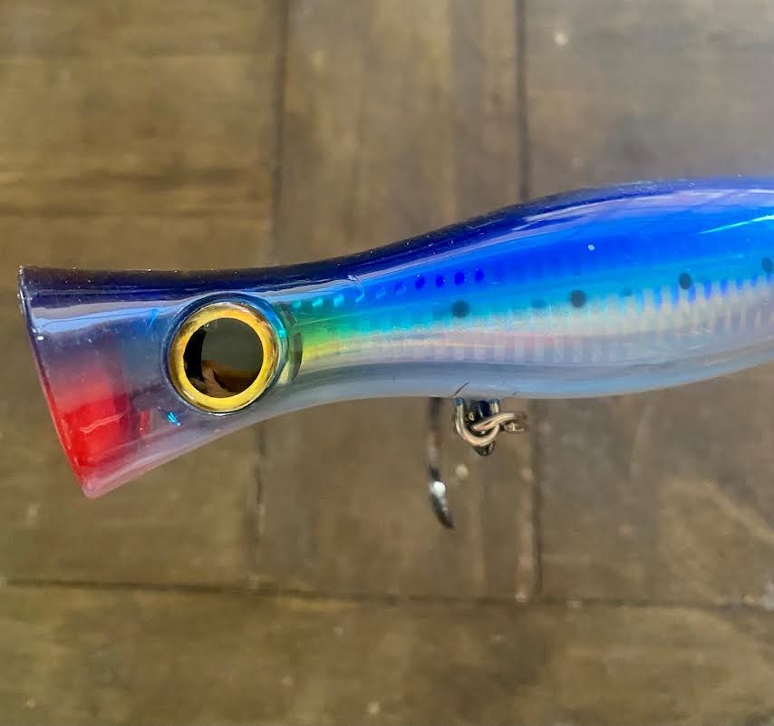 Maroon Head- White spots Clear Reflective /Tuna Popper Lure – All or Nothing .US