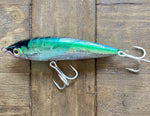 7' Blk/Green Stick-bait -Floating ,Clear Reflective/ Holographic Flash