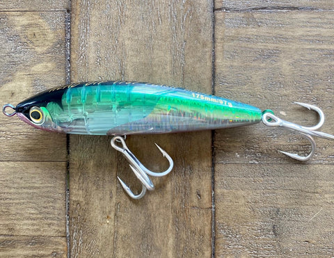 7' Blk/Green Stick-bait -Floating ,Clear Reflective/ Holographic Flash