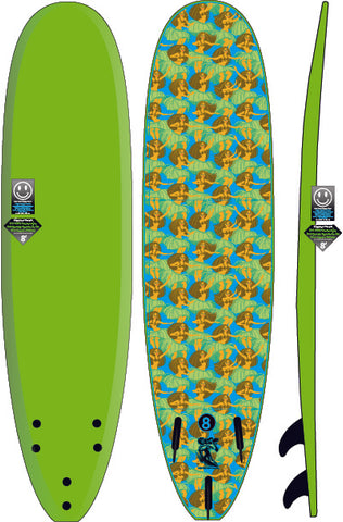 Apple Green Hula Girls 8' Soft Surfboard