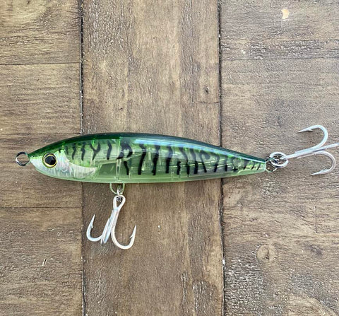 7' Blk/Green Mackerel Stick-bait -Floating Clear Reflective/ Holographic Flash