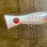 White Blood spots-Clear Reflective V2Tuna Popper Lure