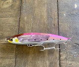 5 3/4 Sardine Pink Stick-bait -Sinking ,Clear Reflective/ Holographic Flash