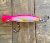 Pink-Clear Reflective Tuna Popper Lure