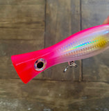 Pink-Clear Reflective Tuna Popper Lure