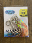 (4) AON -Mustad Custom Assist Jig Hooks  -300lb with Split Rings  -Salt water Hooks