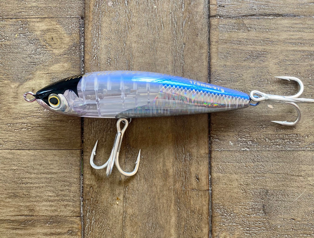 7' Mullet Stick-bait -Floating ,Clear Reflective/ Holographic Flash – All  or Nothing .US