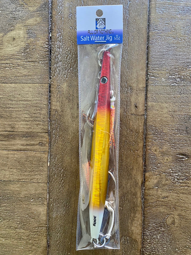 Alligator Jig -Glow 300gms RIGGED - Vertical Jig/Knife Jig-Salt water All or Nothing .US Alligator Jig -Glow 300gms RIGGED - Vertical Jig/Knife Jig-Salt water All or Nothing .US